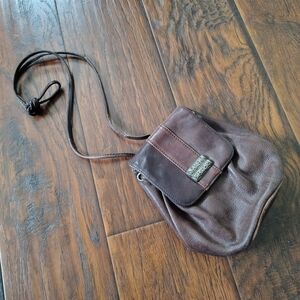 Vintage 90s Brown leather mini Crossbody purse